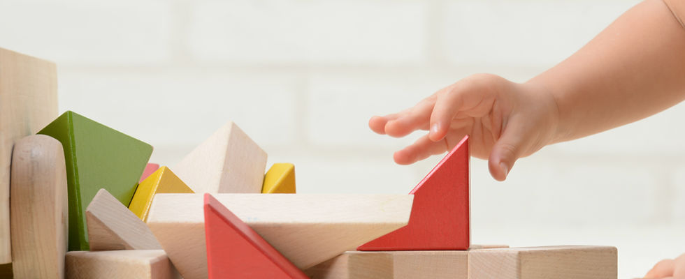 Bambino che gioca con Building Blocks