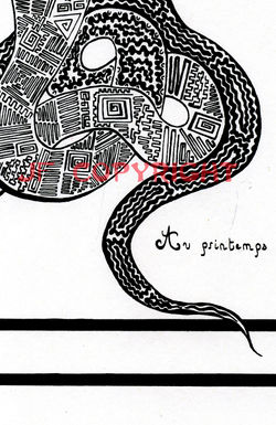 Cadre poème cobra, détails.