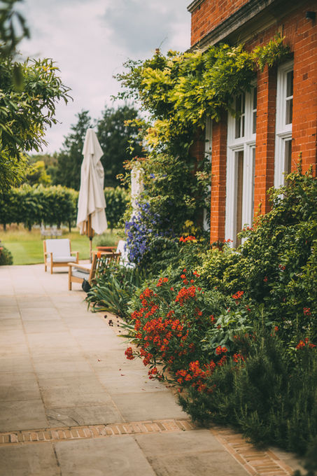 Flowerbeds beside the house