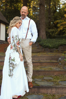 The Castle House Bride and Groom Outdoor Steps