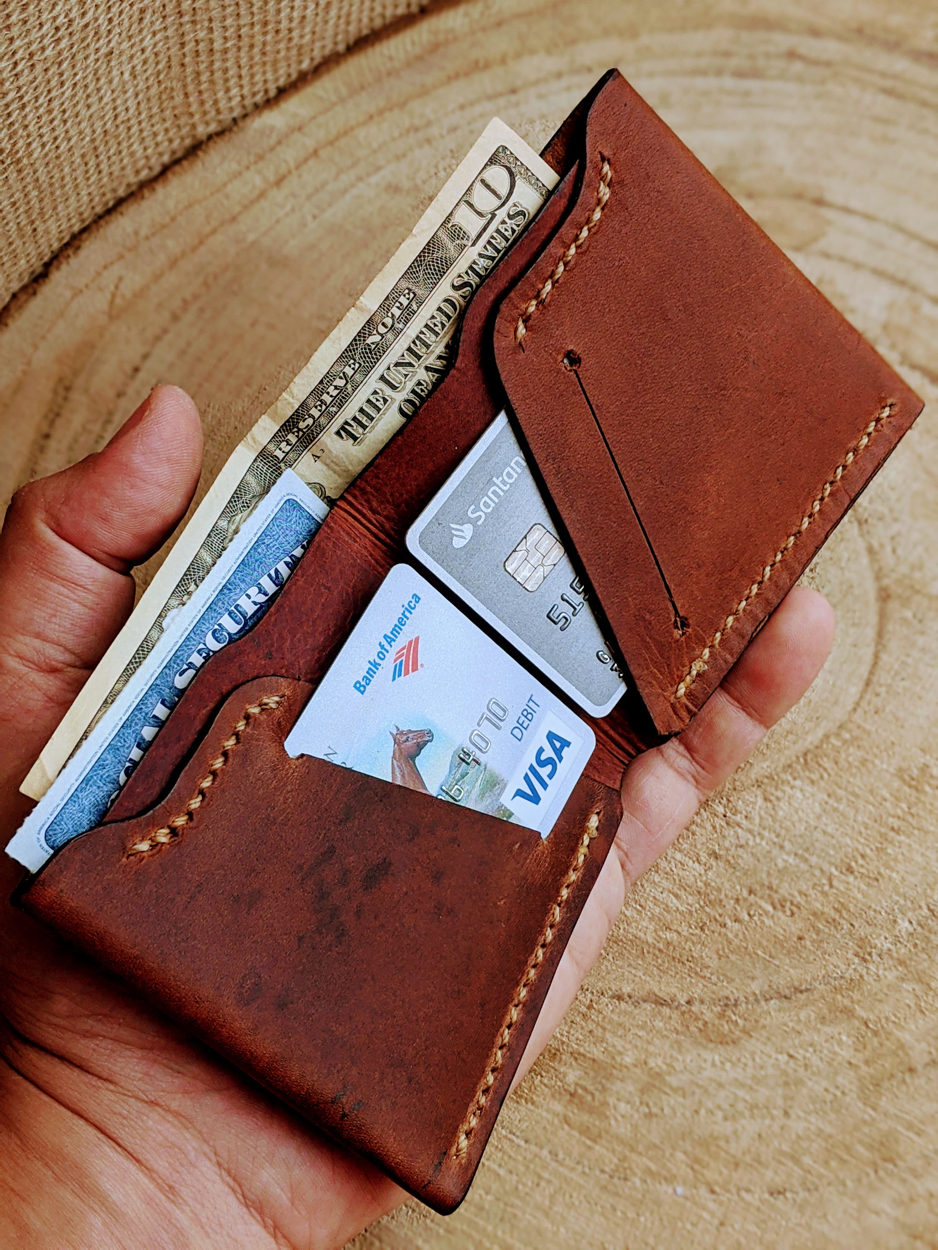 Horizontal Pocket Wallet - The Bull - Whiskey Color