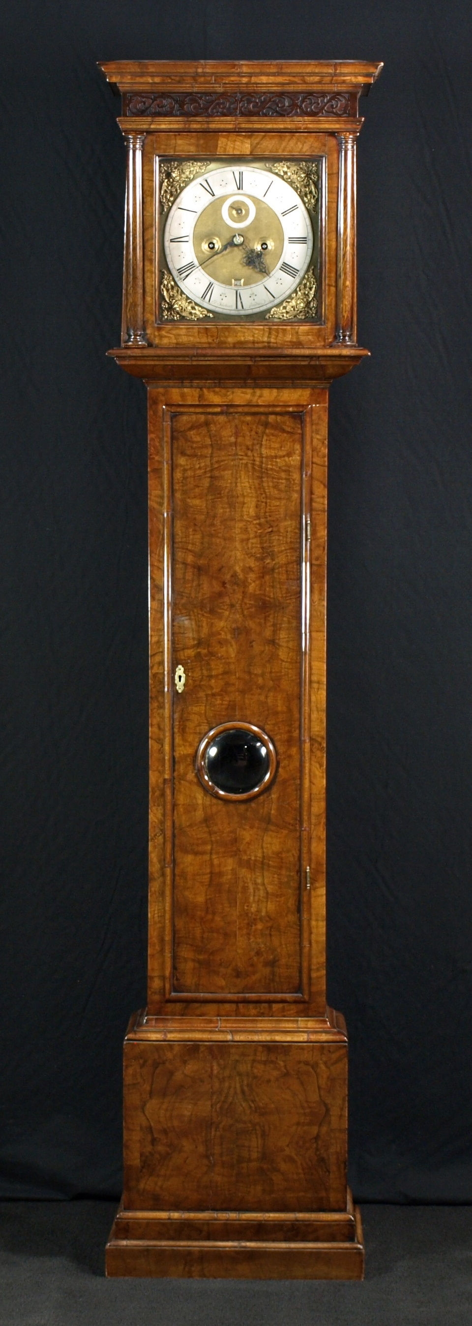 An English walnut longcase clock, 17th century and later (U03)