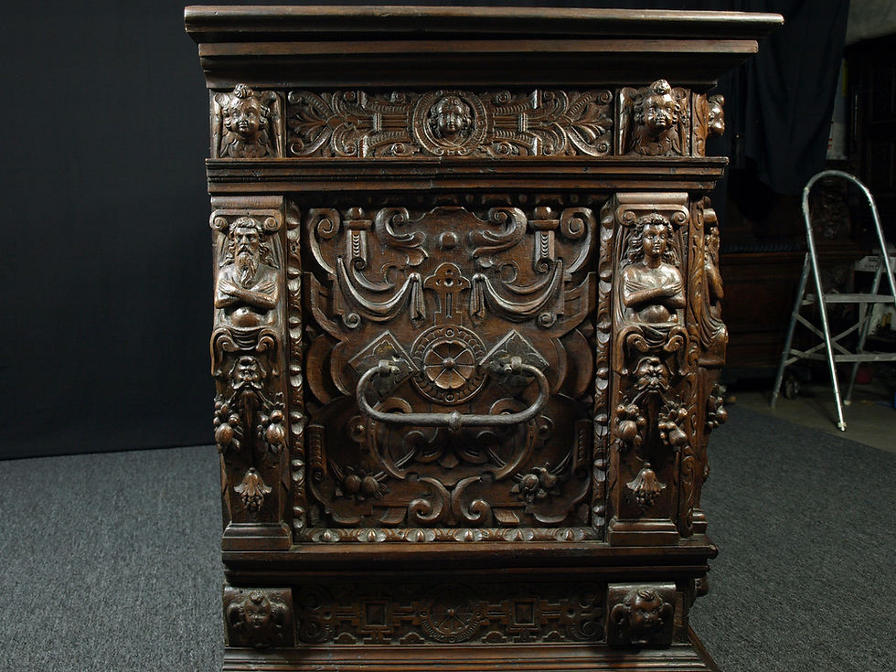 Thumbnail: A large Danish Renaissance oak chest, 16th/17th century (Q63)