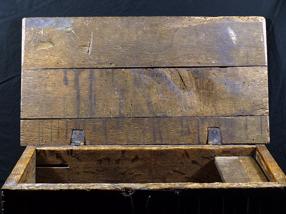 Thumbnail: A Gothic oak document box, 15th/16th century (T20)