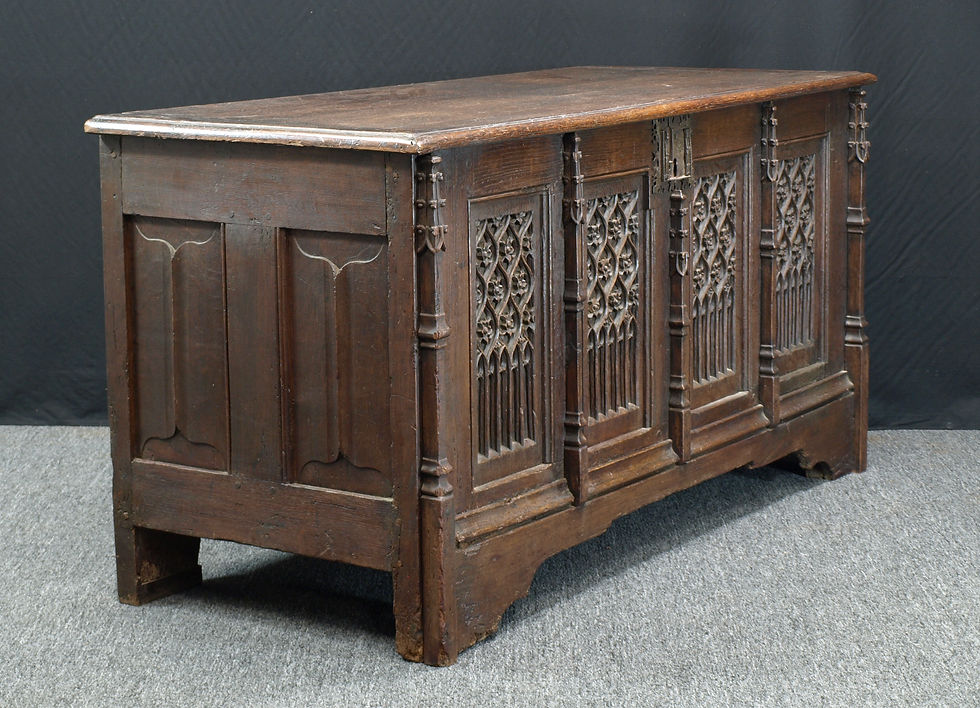 Thumbnail: A French Gothic Medieval oak chest, 15th century (U21)