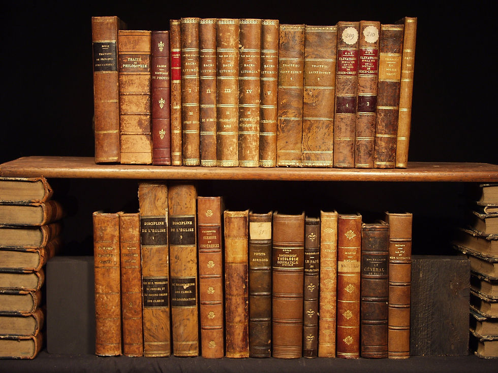Thumbnail: A collection of leather-bond books, over 250, mostly 19th century  (F52