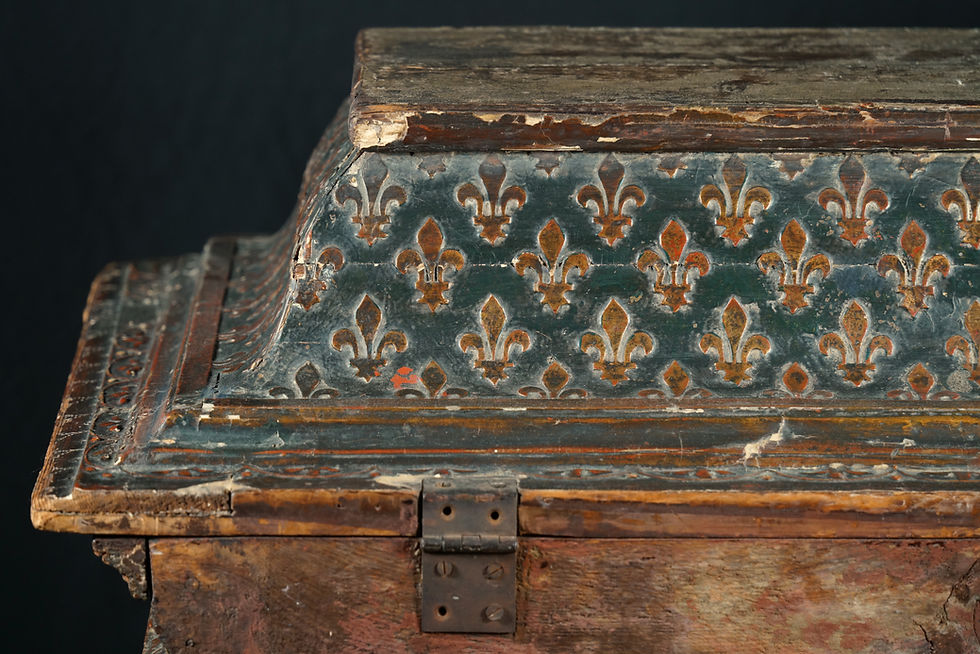 Thumbnail: A Renaissance pastiglia gilt and polychromed cassone (U08)