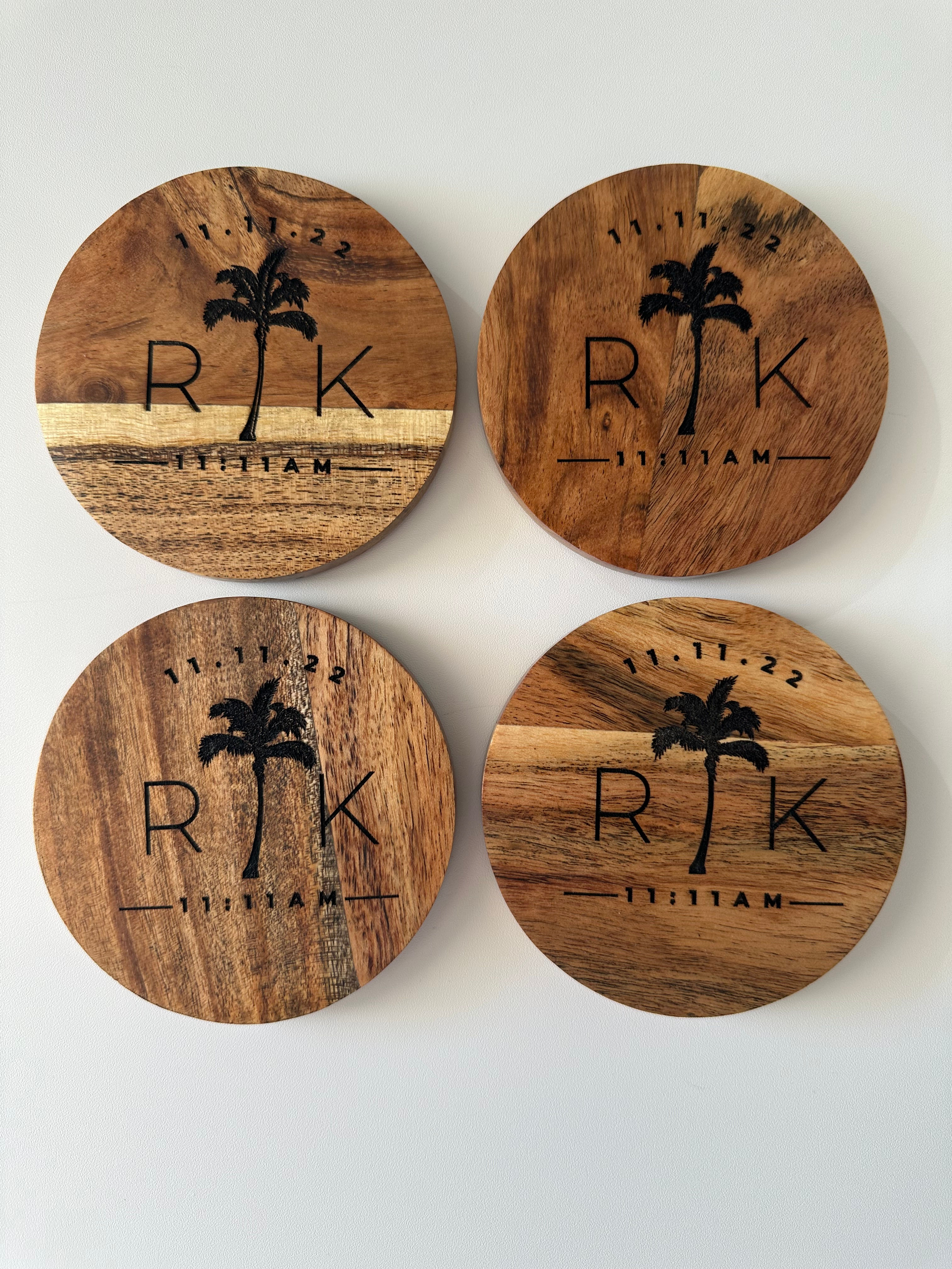 Personalized Wood Coasters - Set of 4