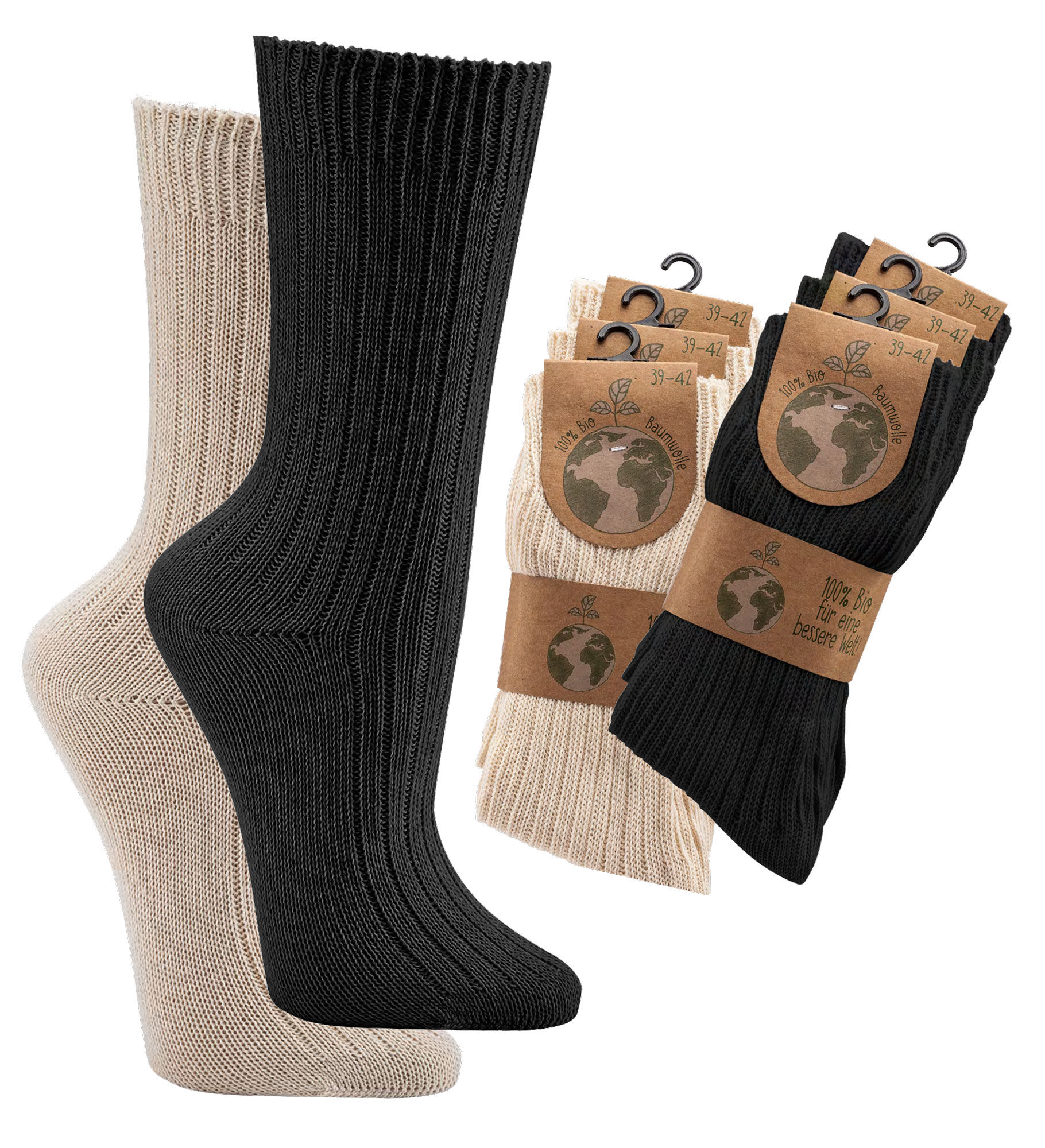 Bio Baumwollsocken 100%, 3 Paar