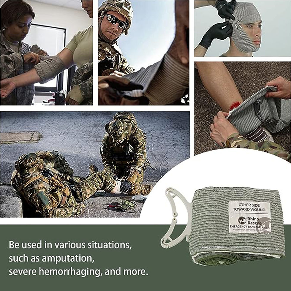 Thumbnail: RHINO RESCUE 4" 6" Emergency Pressure Bandage Wound Dressing IFAK Kit High Elast