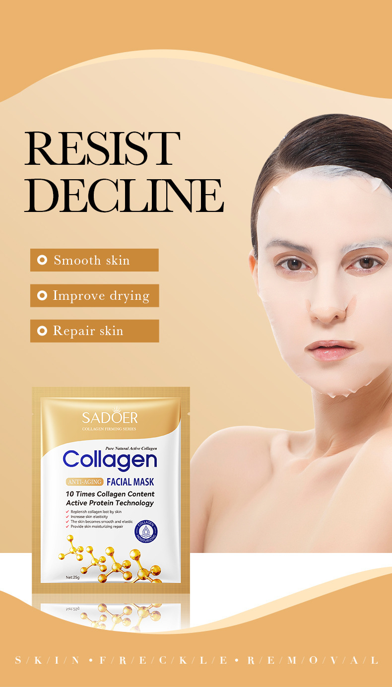 Thumbnail: 10PCS Collagen Anti Wrinkle Facial Mask Anti Aging Fade Fine Lines Firm Skin Moi