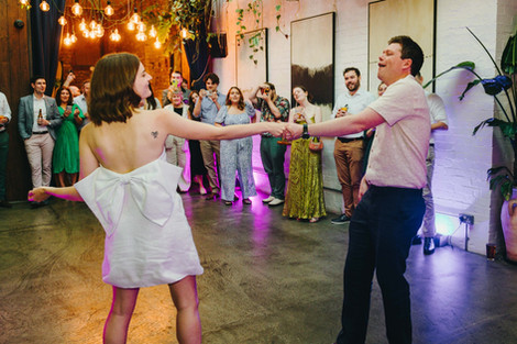Just married having their first dance at The Hackney venue.