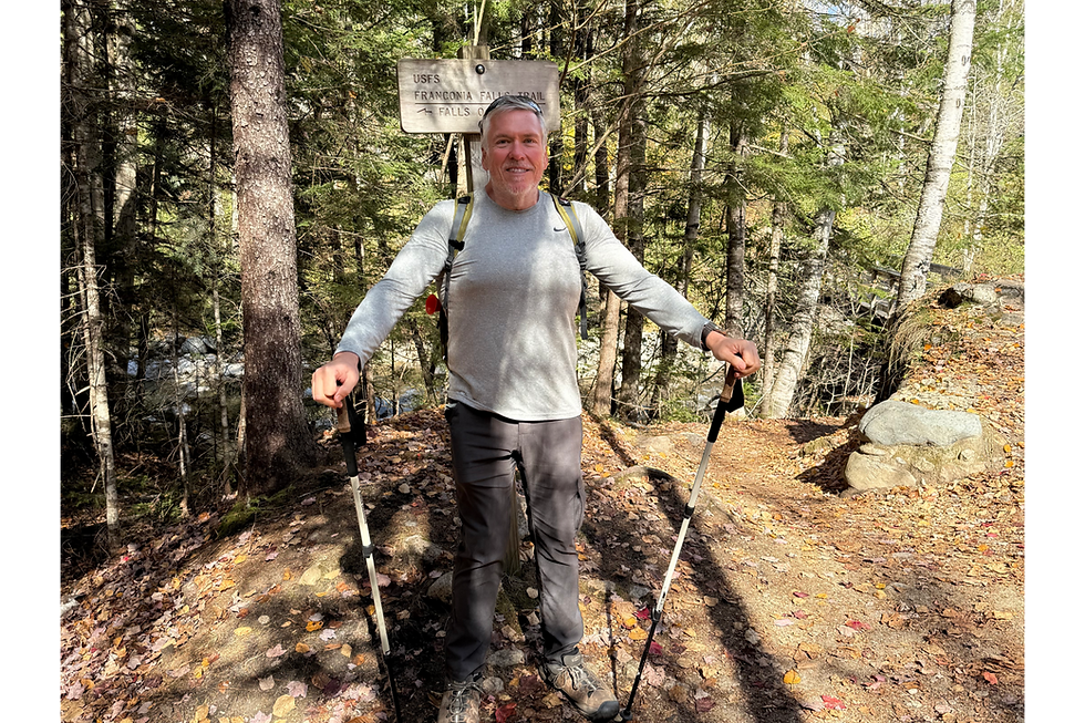 Rod Curtis Hiking on a forest trail before hip replacement