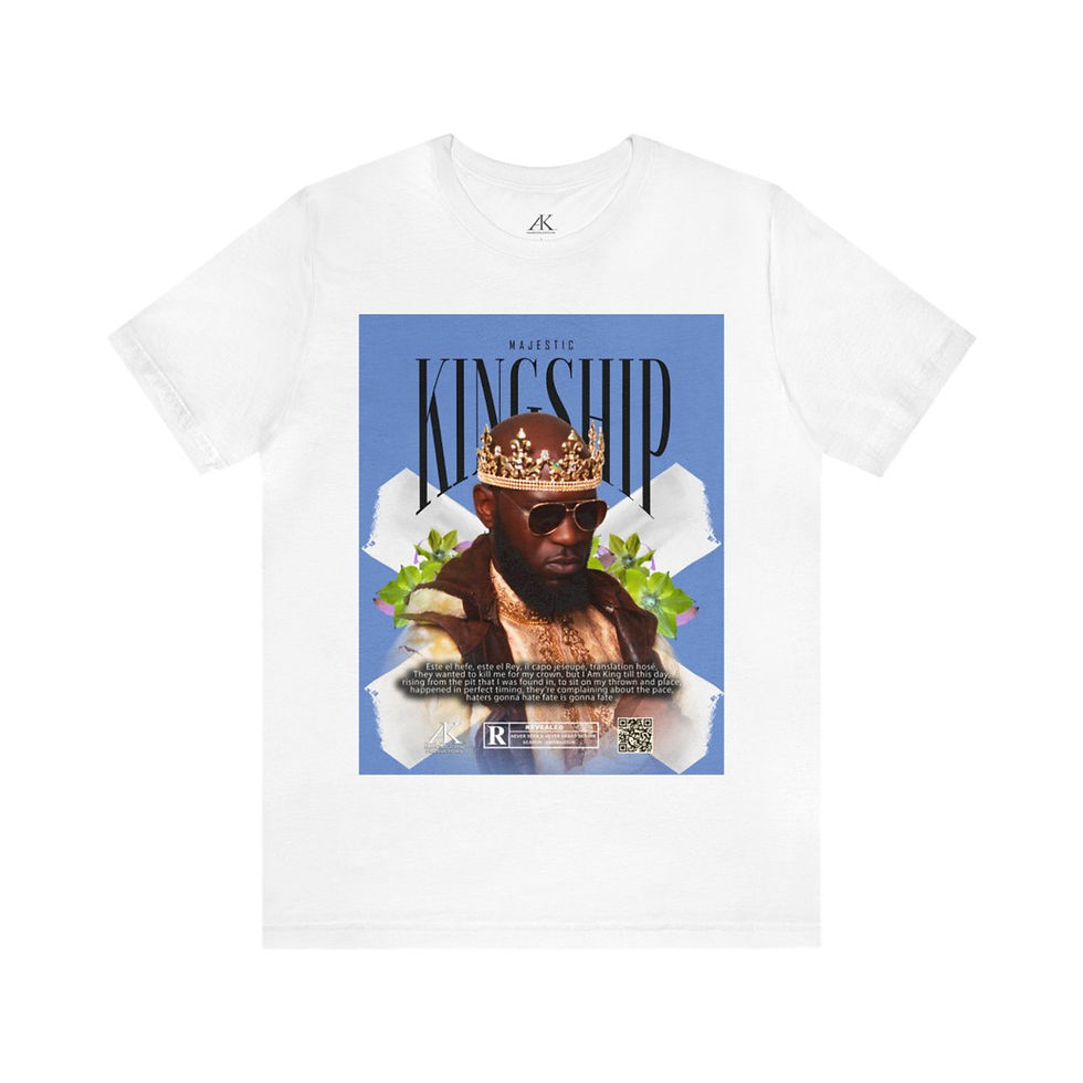 Crowned Royal Unisex Jersey Short Sleeve T-shirt containg an graphic image of iamkingziion & typography.