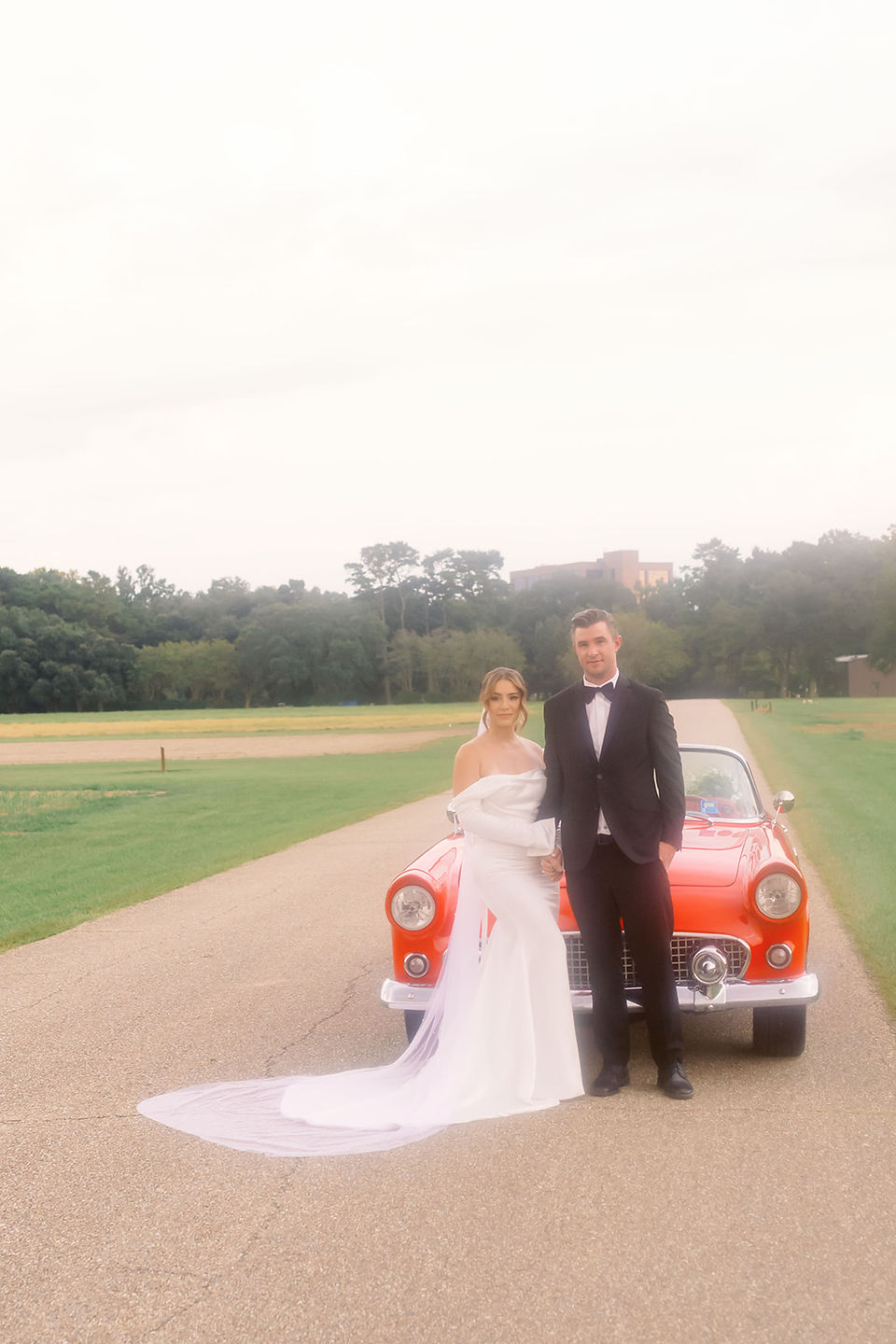 Baton Rouge wedding photos with vintage car on film taken by New Orleans Wedding and Portrait photographer Sierra Beaulieu