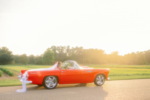 Baton Rouge wedding photos with vintage car on film taken by New Orleans Wedding and Portrait photographer Sierra Beaulieu 
