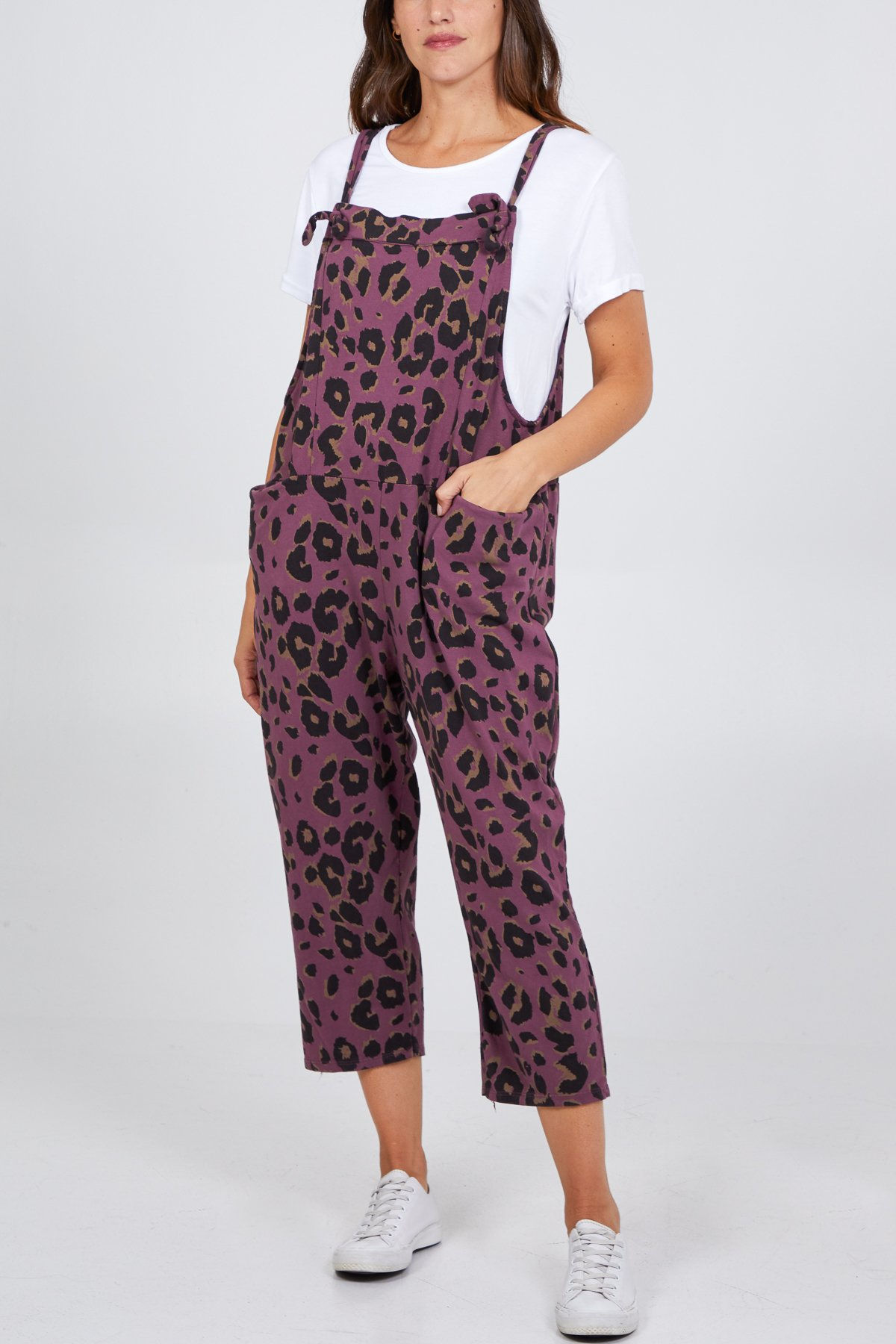 Leopard Print Cotton Dungarees
