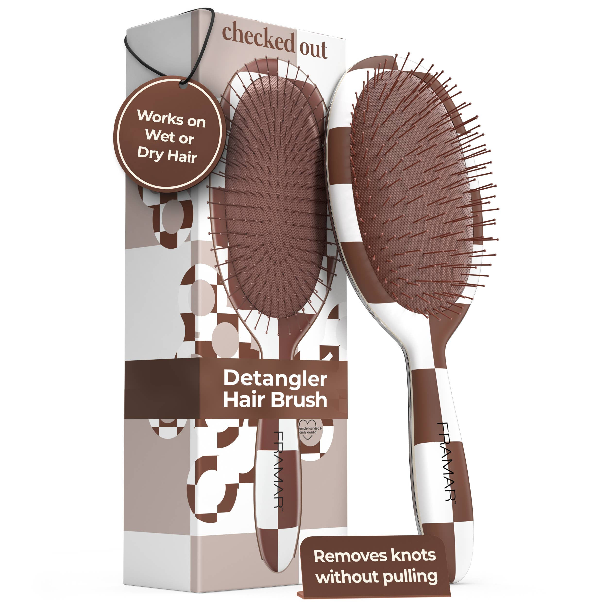 FRAMAR Checkered Detangling Brush, Wet Hair Brush Detangler