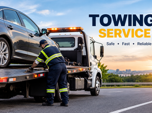 Towing service with a flatbed tow truck safely loading a car on the roadside.
