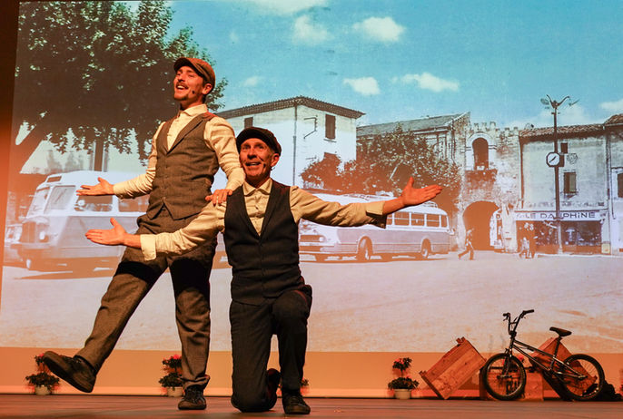 Father and son bike acrobat on BMX for the Peaky Bikers bike show