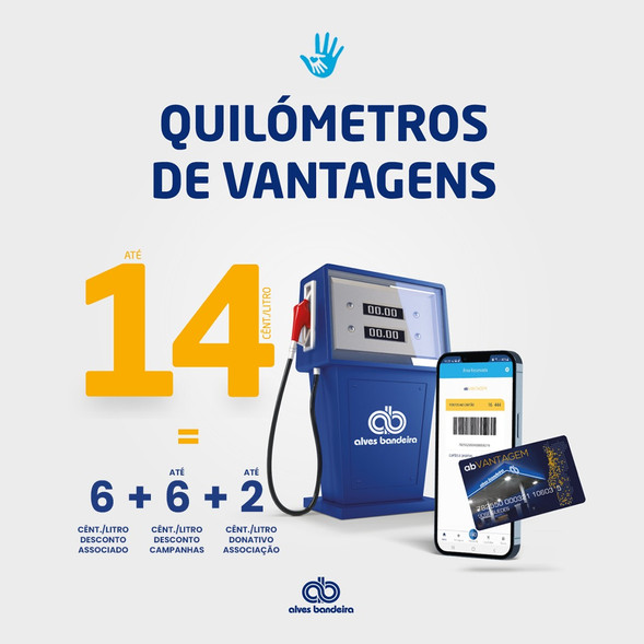A partir de agora por ser associado da AMU abasteça com um ✨ desconto imediato de 6 cêntimos por litro e, ao acumular com outras campanhas e descontos em vigor, veja o seu desconto crescer até 12 cêntimos.
⛽ Ao abastecer com o seu cartão AB Vantagem, a Alves Bandeira oferece um donativo até 2 cêntimos por litro para a nossa Associação.
Peça já o seu cartão, abasteça com desconto nos postos 👉🏻 Alves Bandeira e ajude a nossa Associação.