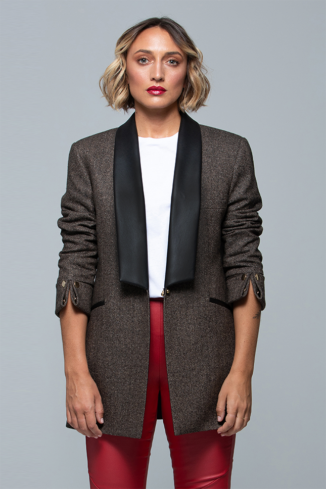 Miniatura: Blazer Feminino Estruturado Peerless Romance - Brown