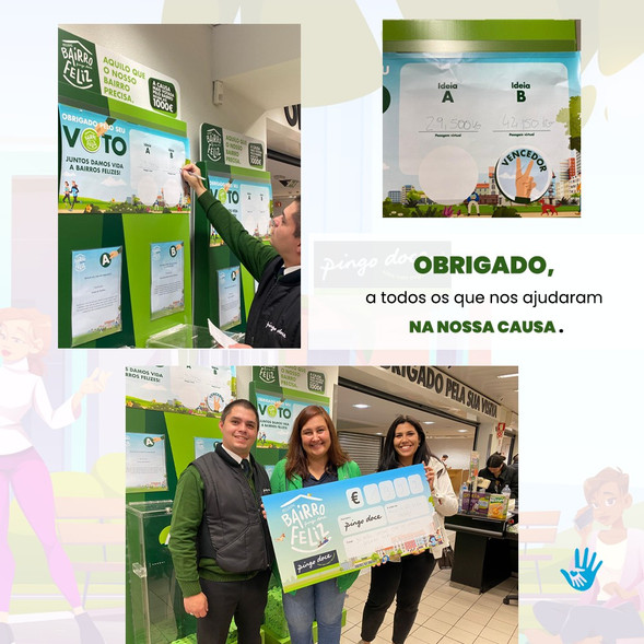 Obrigado a todos os que nos ajudaram a sermos a causa mais votada do Programa Bairro Feliz, no Pingo Doce das Olaias.
🙏🏻 O seu gesto fez toda a diferença.