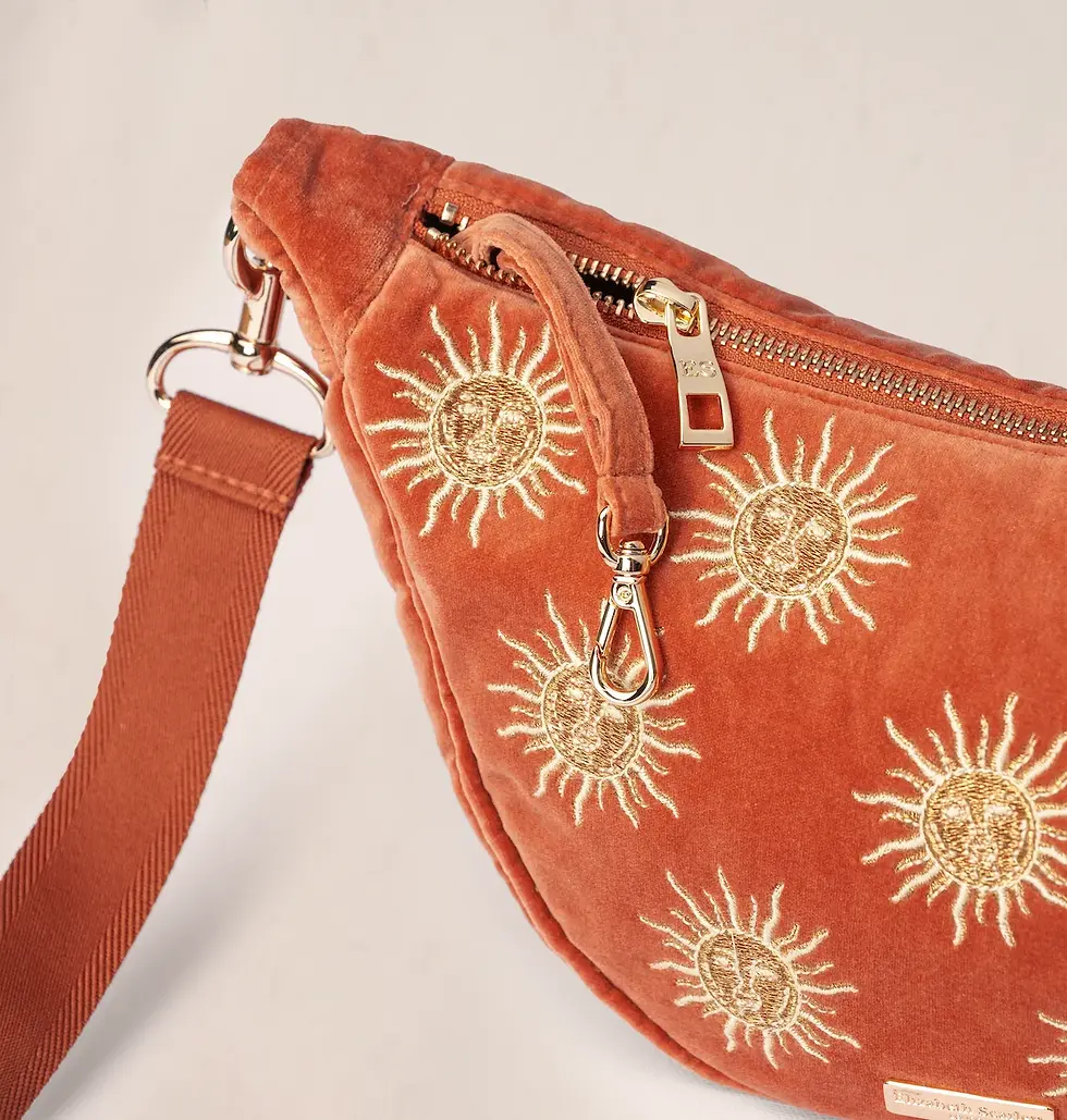 Thumbnail: Elizabeth Scarlett Sun Goddess Velvet Crossbody Sling Bag