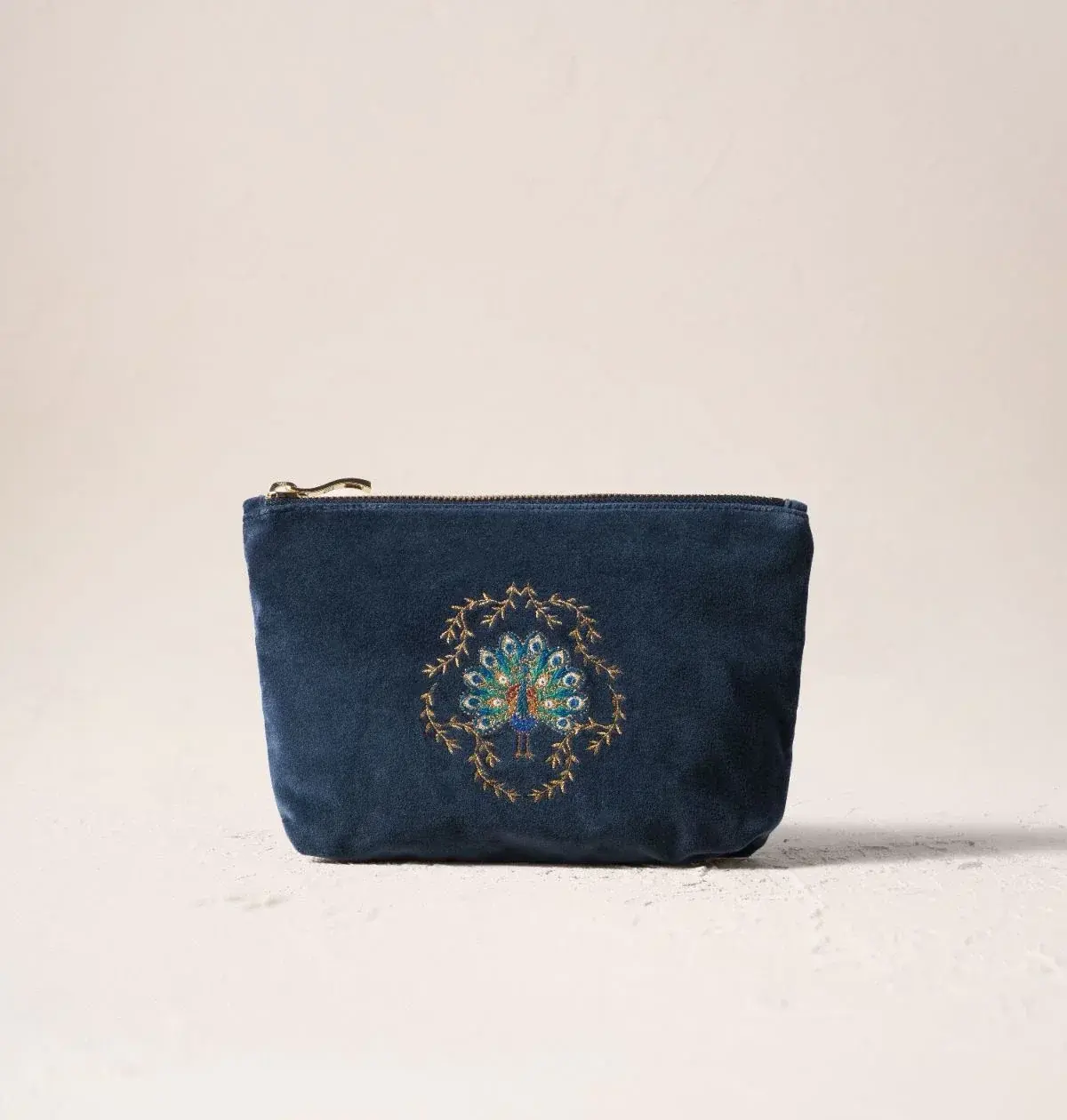 Elizabeth Scarlett Botanical Peacock Velvet Mini Pouch