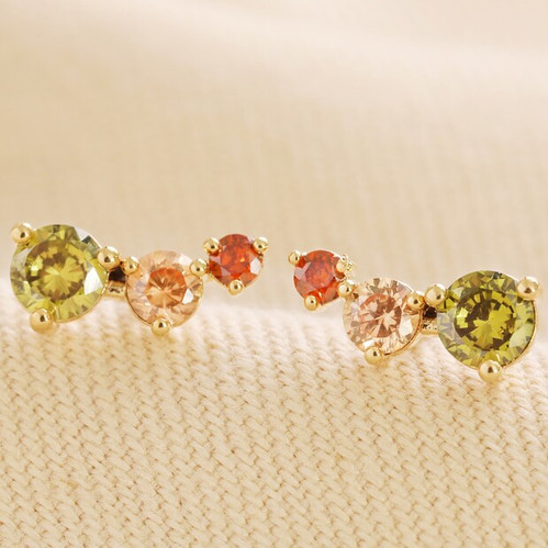 Trippel Crystal Earring Gold main image 1