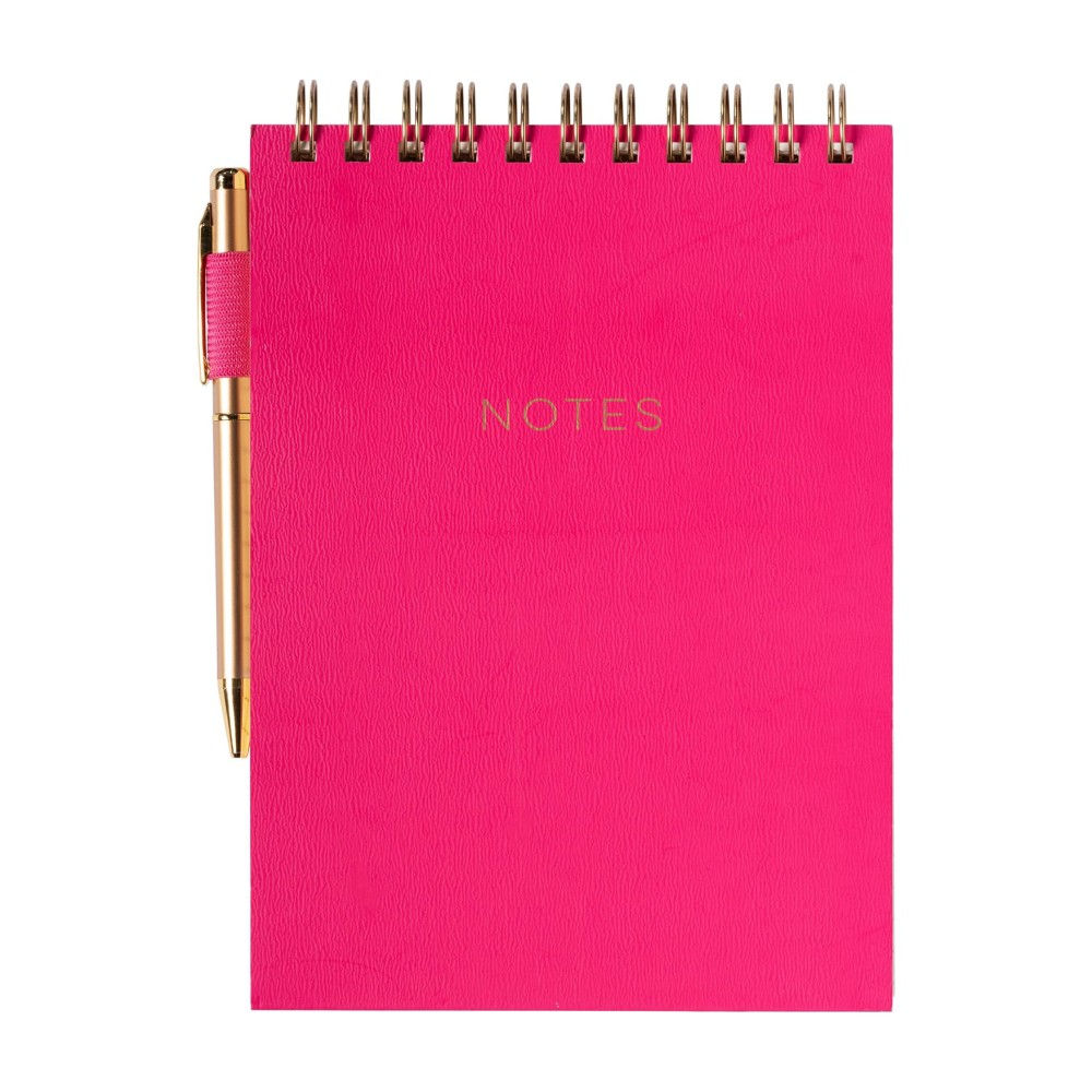 Spiral Steno Pen Pad - Hot Pink