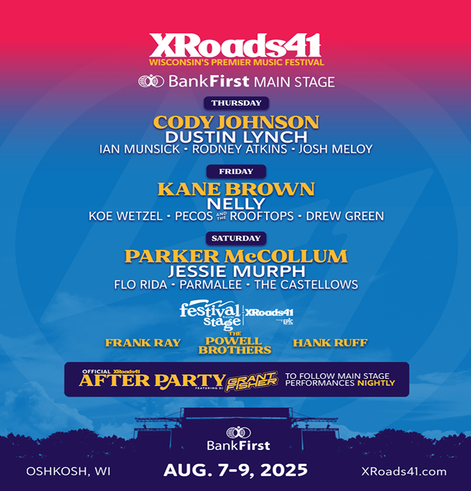 The countdown is on! With just one month to go, anticipation is building for XRoads41 (pronounced Crossroads 41) Music Festival. In 2025, Festival goers can expect more music, more options, more convenience, more value, and more fun! XRoads41 will take place August 7-9, 2025 at Oshkosh Festivals Park.