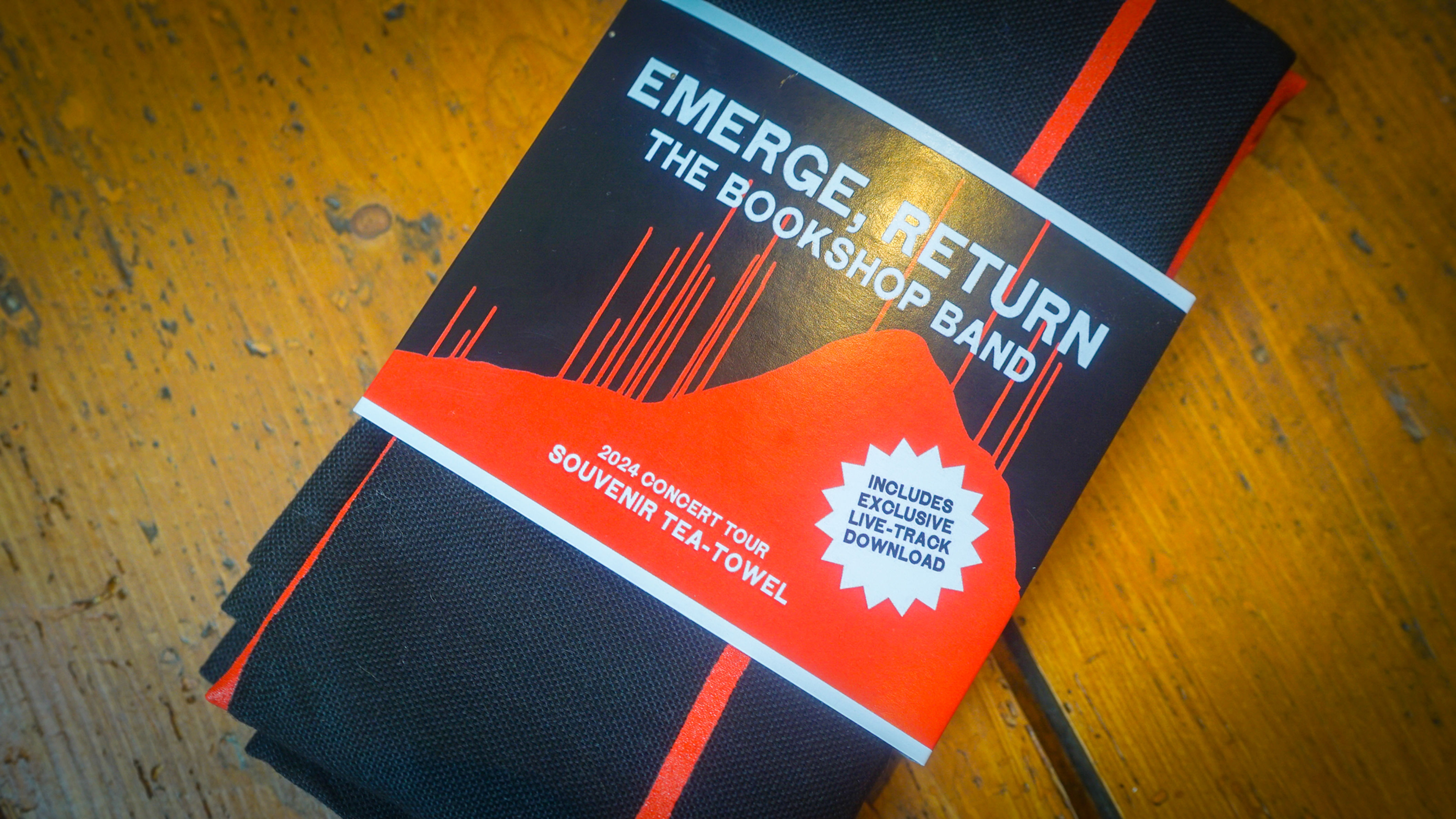 EMERGE, RETURN screen-printed T-towel