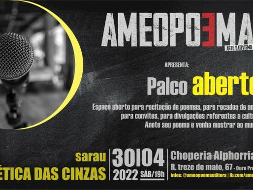 AMAR SEM MEDIDA | Sarau "Poética das Cinzas" acontece no próximo sábado(30) em Ouro Preto.