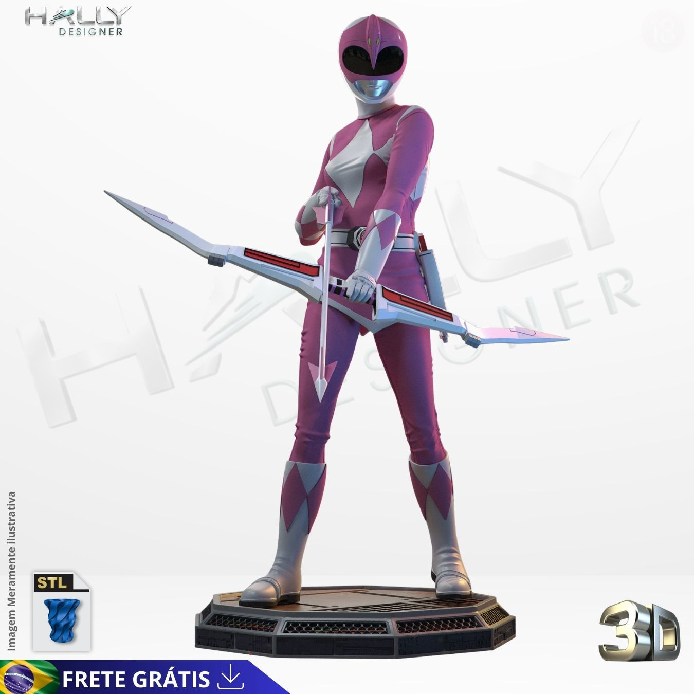 Arquivo Impressora 3D STL - Power Ranger Rosa