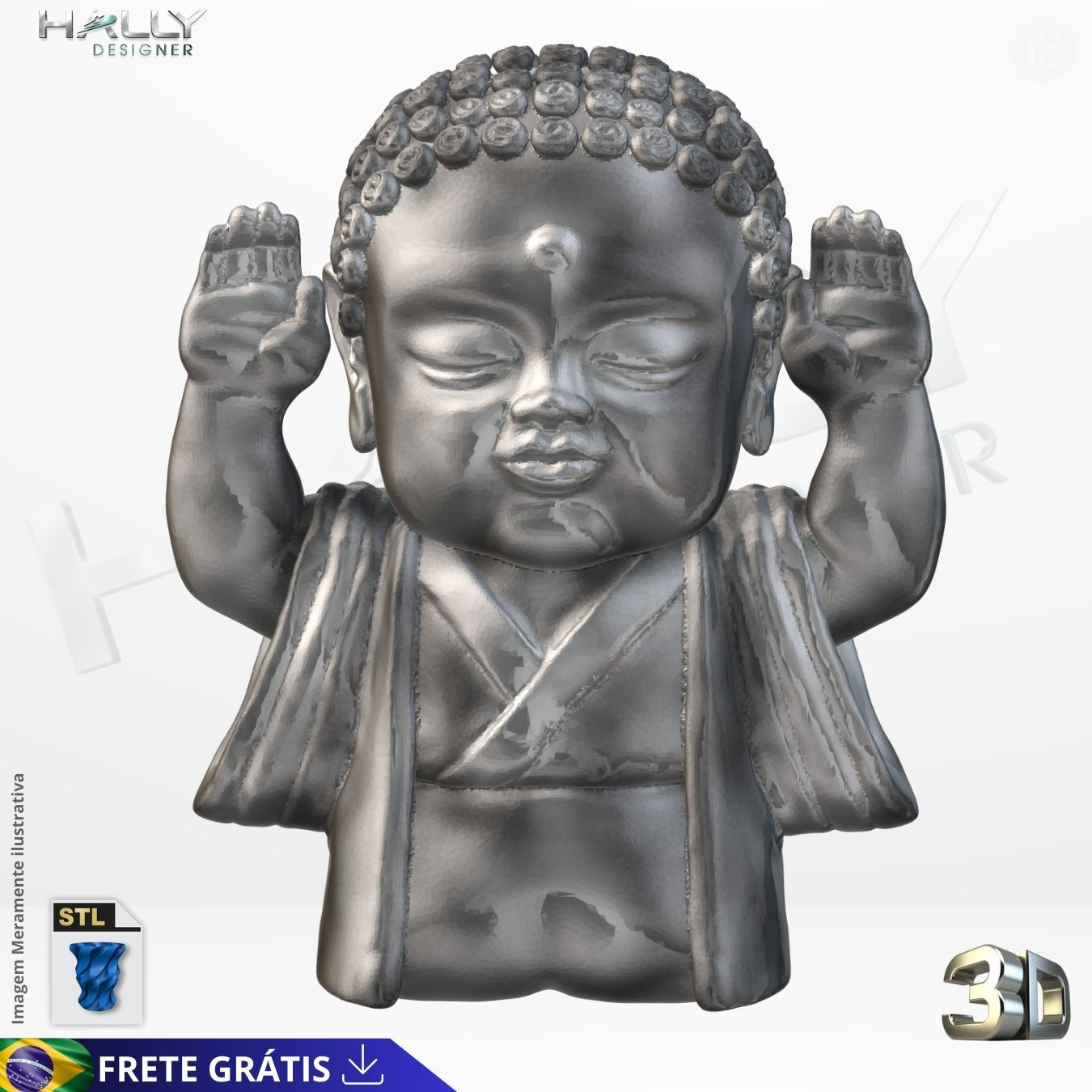 Arquivo Impressora 3D STL - Baby Buddha da Sorte