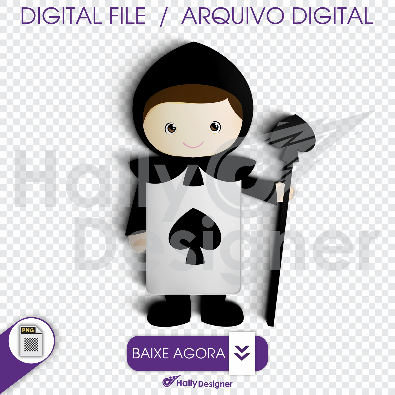 Arquivo Digital PNG - Festa Alice - soldado valete de espadas