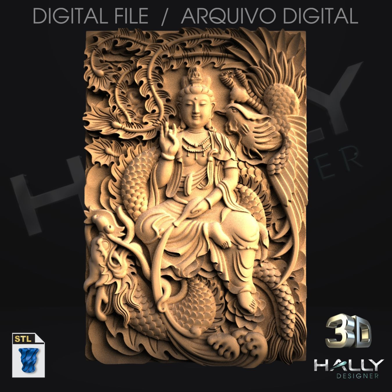 Arquivo Impressora 3D - STL - CNC - Quadro de Buda em Relevo