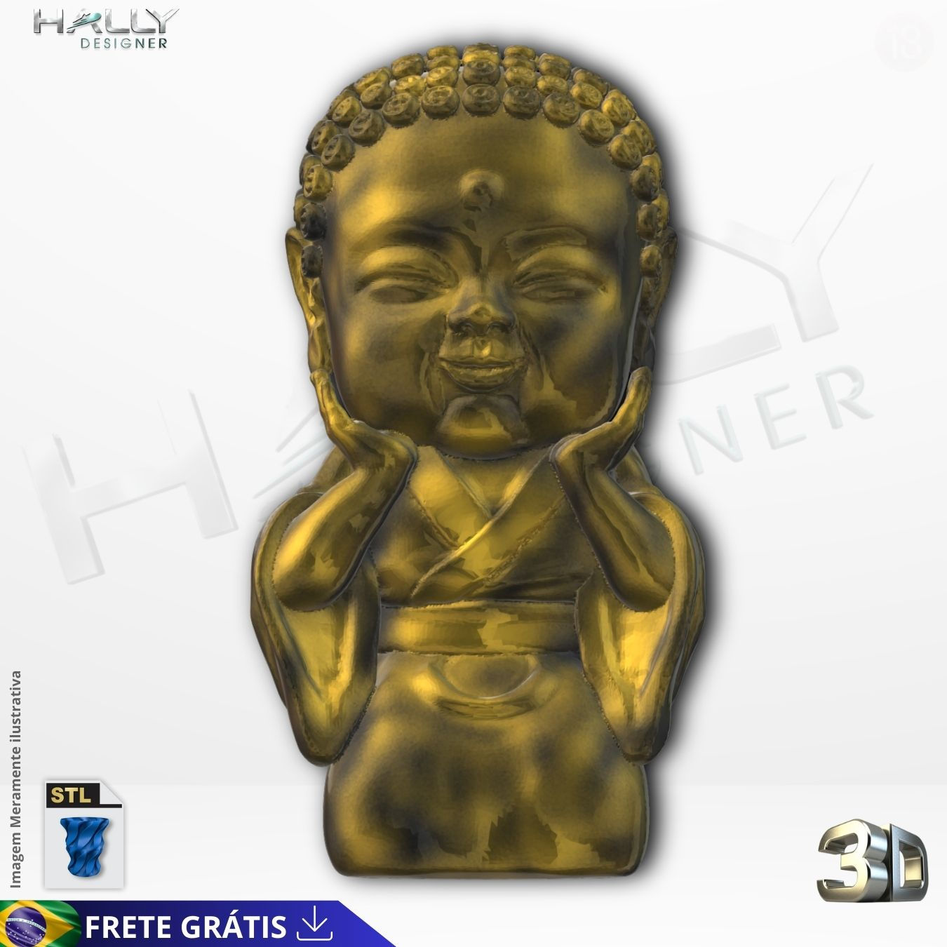 Arquivo Impressora 3D STL - Baby Buddha Felicidade
