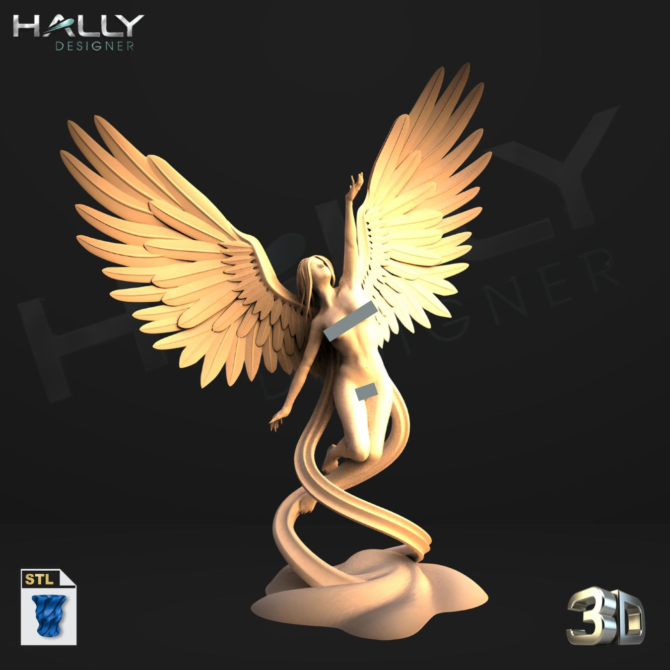 Arquivo Stl 3d Cnc - Estatua Troféu Anjo