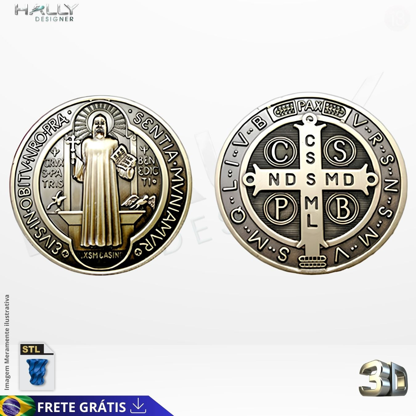 Arquivo Impressora 3D STL -  Medalha de são Bento