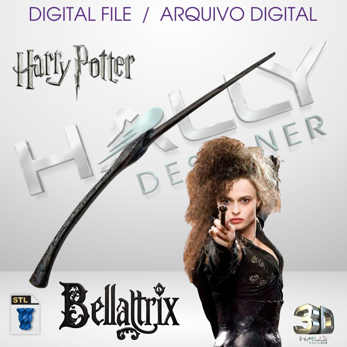 Arquivo Impressora 3D STL - Varinha Harry Potter - Bellatrix