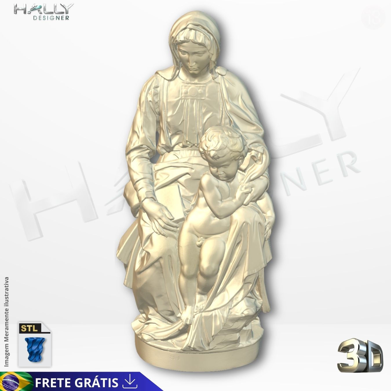 Arquivo Impressora 3D STL - Arte Sacra - Criança no Colo