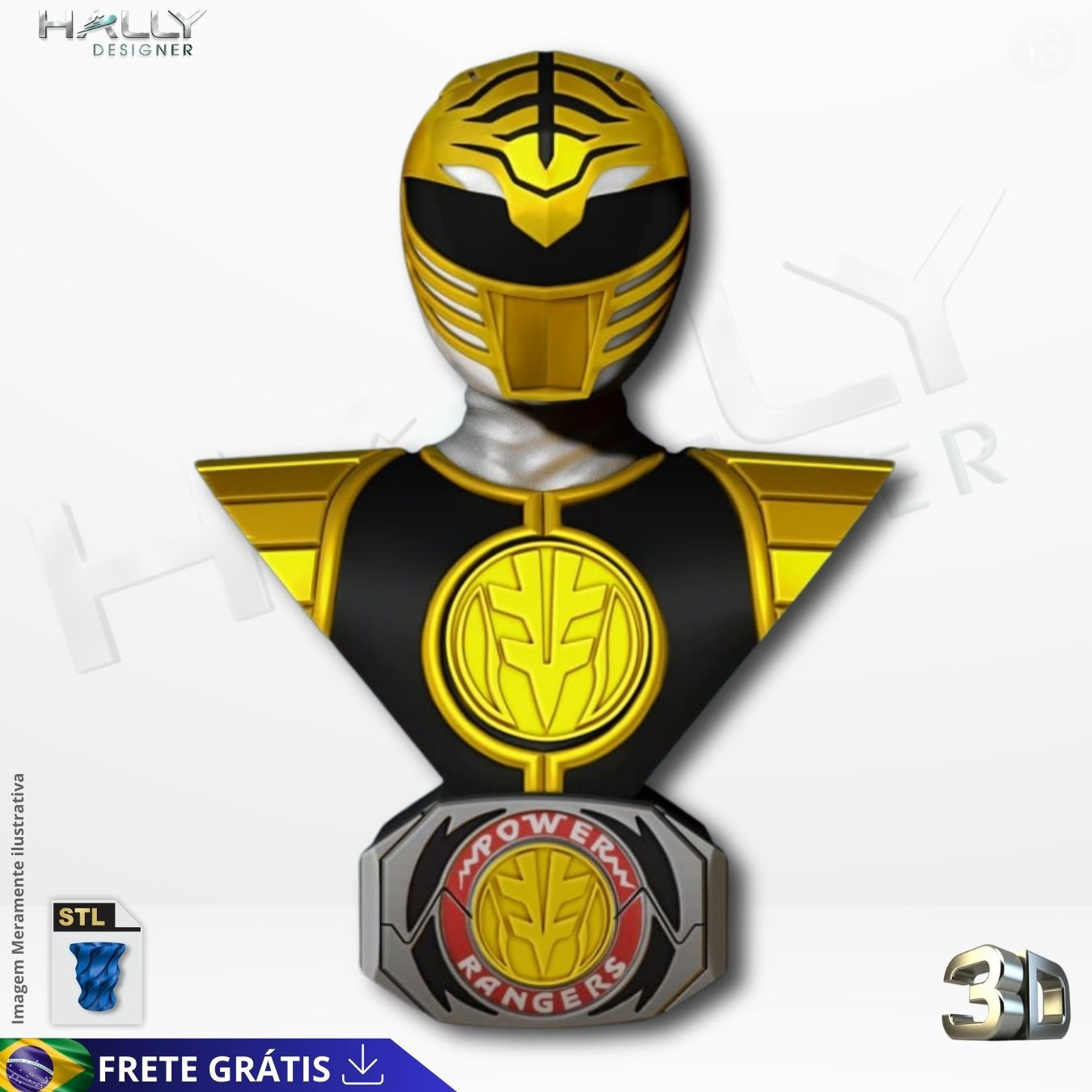 Arquivo Impressora 3D STL - Busto - Power Ranger Branco