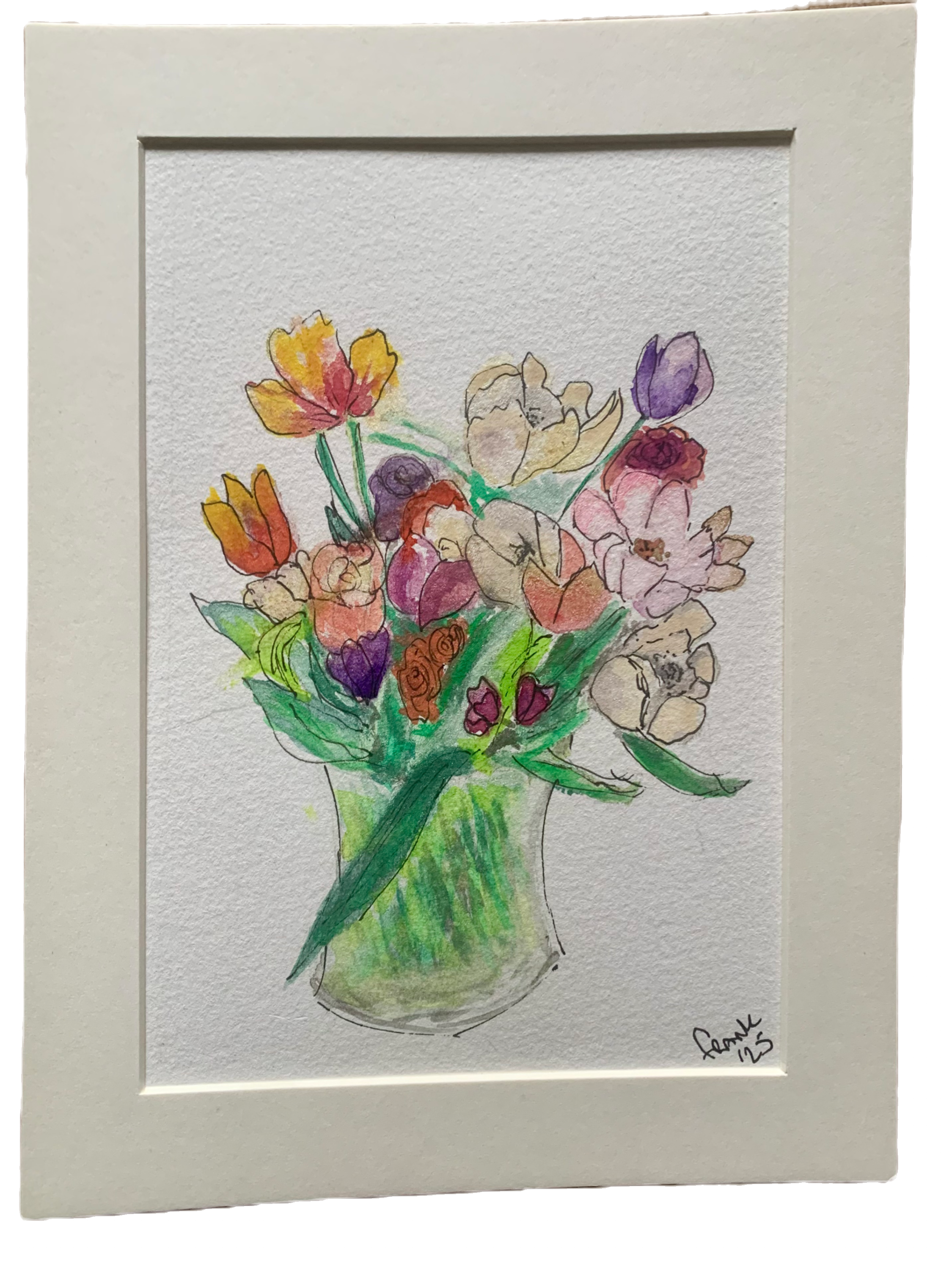 'Small Vase of Flowers with Glitter' front