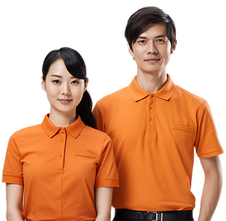 professional-man-woman-matching-orange-polo-shirts-pose-confidently-white-background.png