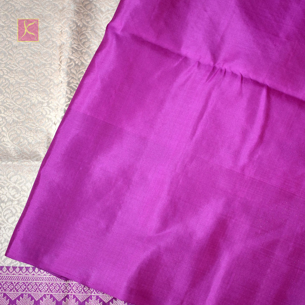Thumbnail: Grey With Violet Colour Soft Silks Saree