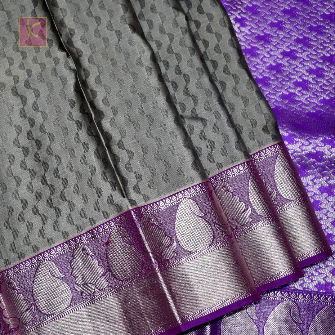 Dark Grey Colour Gold Jari Gift Silks Saree