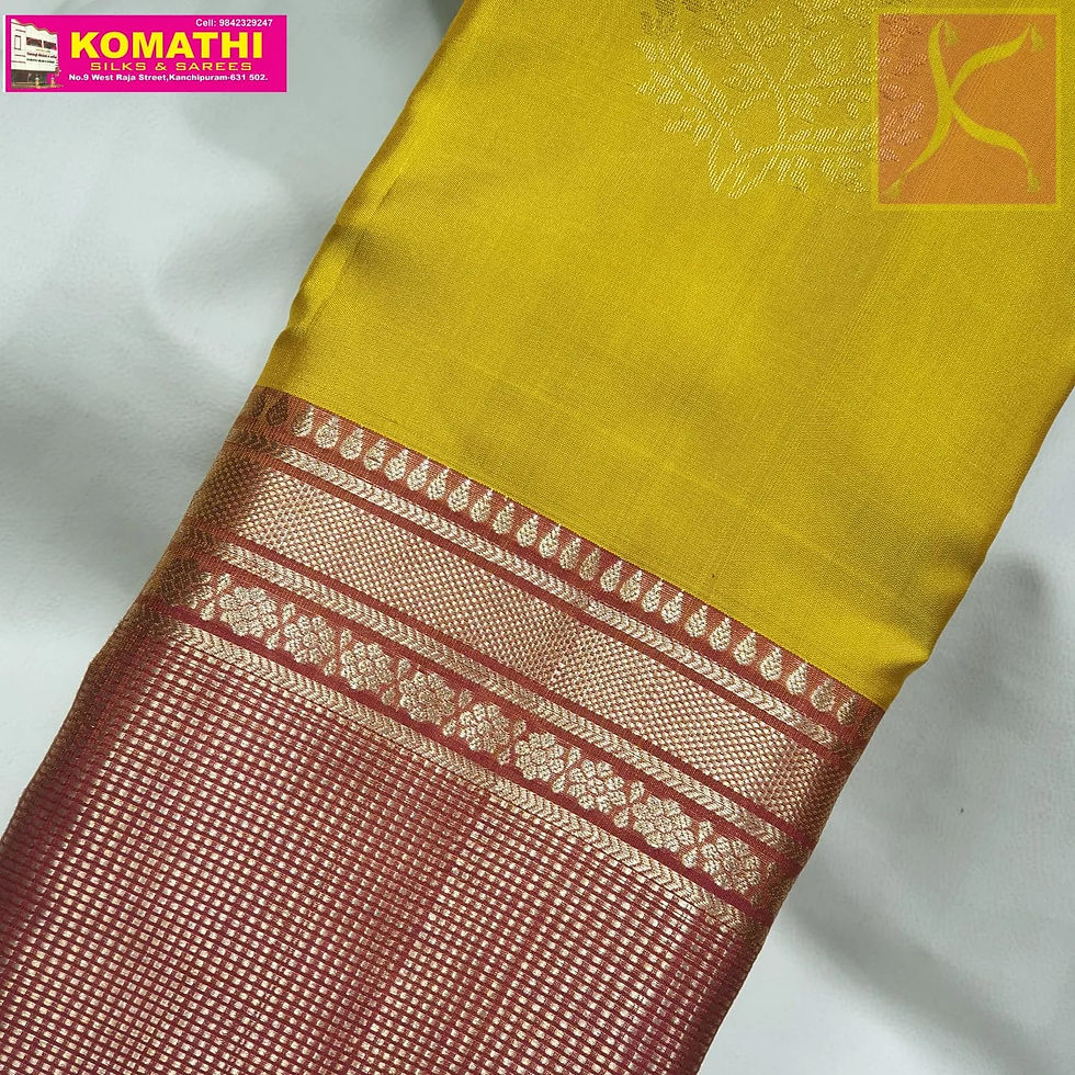 Thumbnail: Lemon Yellow Coloured Red Border Silver Butta Silk Sarees