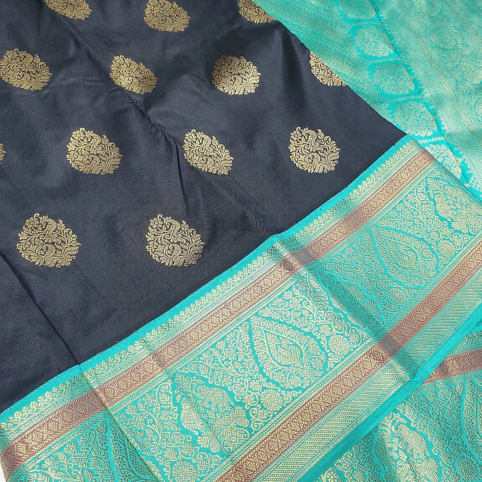 Thumbnail: Black Coloured With Bistha Jari Border Traditional Silk Sarees
